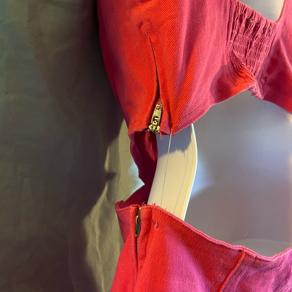 Great Cutout Dress! Stretch denim corset top open waist  size S-M Fun goth/rave! - Picture 6 of 8